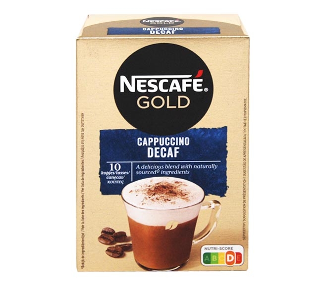 sachets NESCAFE gold cappuccino decaf 10×12.5g 125g