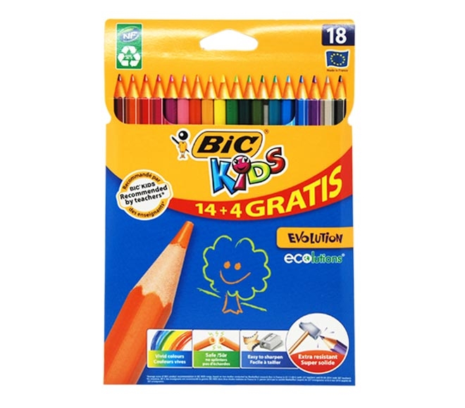 pencils BIC KIDS Evolution colouring 18pcs (14+4 pcs)