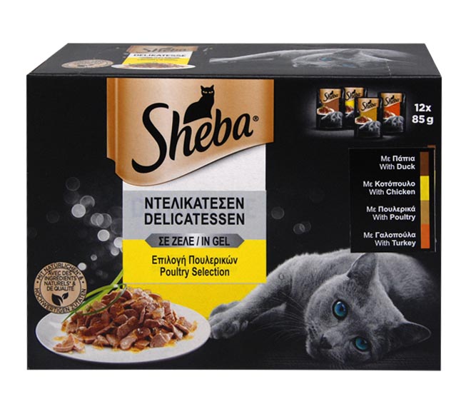 cat SHEBA selection poultry in gel (with duck, chicken, poultry, turkey) 12x85g