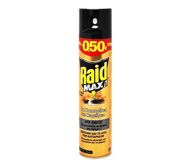 Insecticide RAID MAX1 spray for ants & cockroaches 300ml (€0.50 LESS)