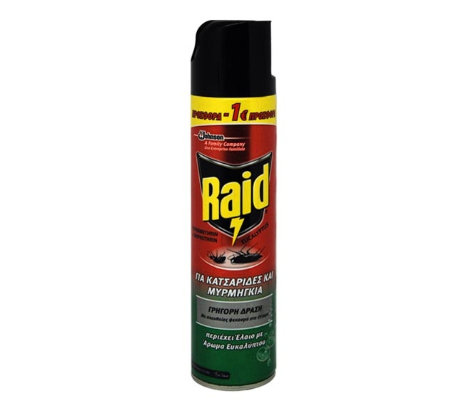 Insecticide RAID spray eucalyptus for ants & cockroaches 400ml (€1 LESS)
