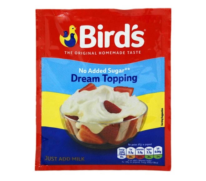topping cream BIRDS dream topping no added sugar 33g