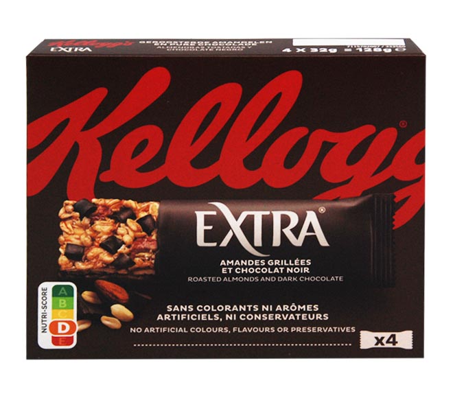 KELLOGGS bars Extra roasted almonds & dark chocolate 4x32g