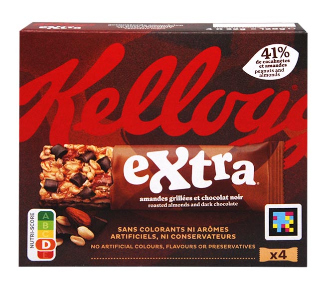 KELLOGGS bars Extra roasted almonds & dark chocolate 4x32g