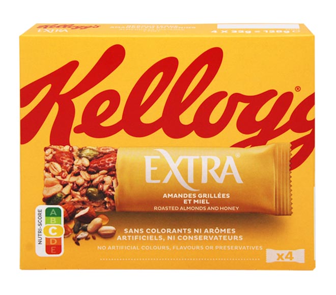 KELLOGGS bars Extra roasted almonds & honey 4x32g