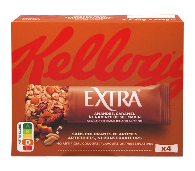 KELLOGGS bars Extra sea salted caramel & almond 4x32g