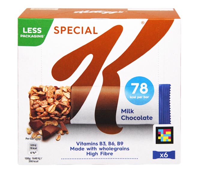 KELLOGGS bars Special K milk chocolate 6x20g