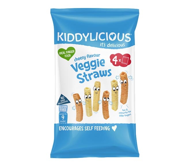 KIDDYLICIOUS veggie straws cheesy flavour 4x12g
