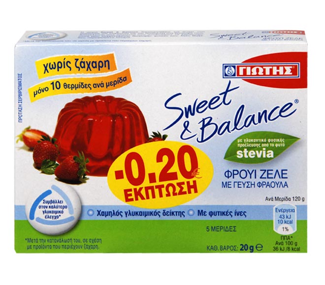 jelly YIOTIS sweet & balance strawberry flavour with stevia 20g (€0.20 OFF)