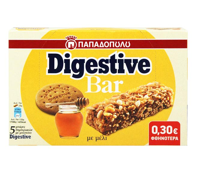 PAPADOPOULOS Digestive bar with honey 5x28g (€0.30 LESS)