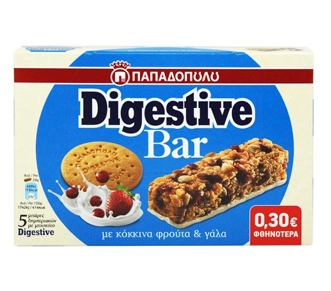 PAPADOPOULOS Digestive bar with red fruits & milk 5x28g (€0.30 LESS)