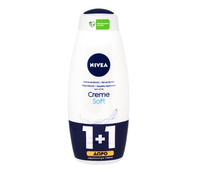 NIVEA shower cream 750ml – Creme Soft (1+1 FREE)