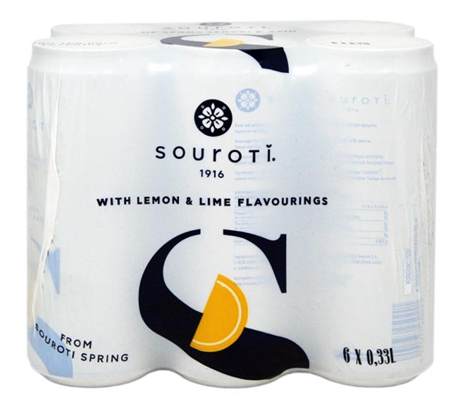 SOUROTI sparkling water lemon & lime 6x330ml