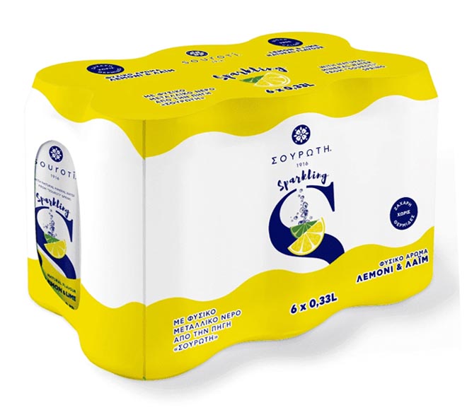 SOUROTI sparkling water lemon & lime 6x330ml