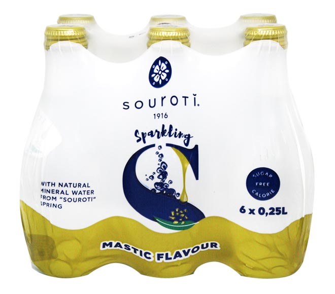 SOUROTI sparkling water 6x250ml – mastic flavouring
