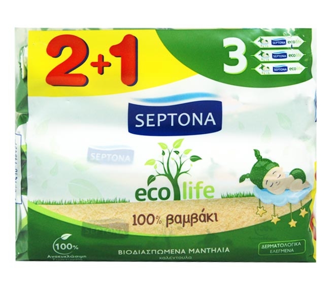 SEPTONA Eco Life biodegradable wipes calendula 60pcs (2+1 FREE)