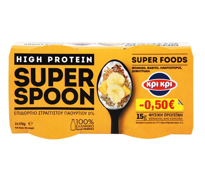 fruit yogurt KRI KRI Super Spoon banana & mango 2x170g (€0.50 LESS)