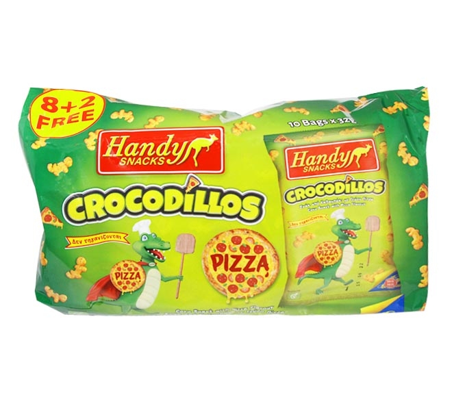 HANDY SNACKS crocodillos with pizza flavour 32g x 10pcs (8+2 FREE)
