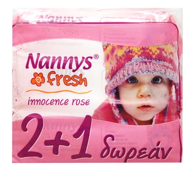 NANNYS fresh baby wipes with innocence rose 64pcs (2+1 FREE)