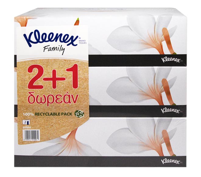 KLEENEX facial tissues FAMILY 150 sheets x 2ply (2+1 FREE)
