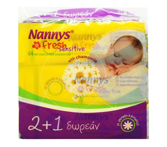 NANNYS fresh baby wipes sensitive camomile 64pcs (2+1 FREE)