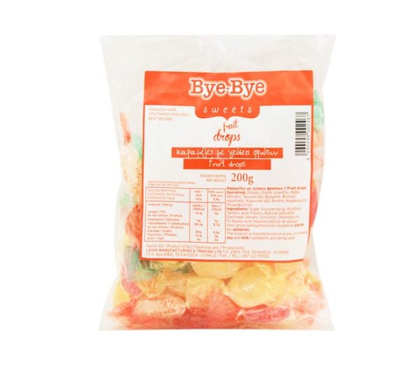 sweets BYE-BYE fruit drops 200g