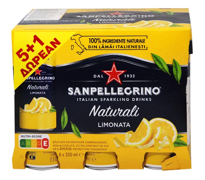 can SAN PELLEGRINO Italian Sparkling lemon water 6x330ml (5+1 FREE)