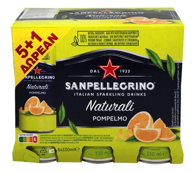 can SAN PELLEGRINO Sparkling grapefruit beverage 6x330ml (5+1 FREE)
