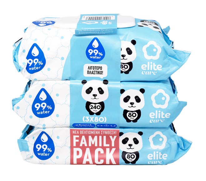 ELITE care baby wipes with water 3x80pcs (Family Pack)