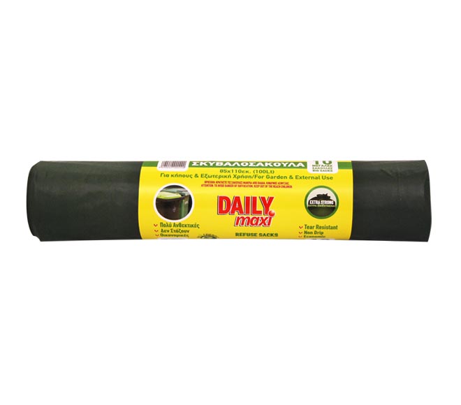 DAILY garbage bags green 85cm x 110cm x 10pcs