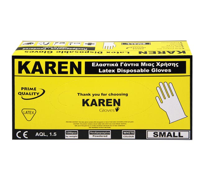 KAREN disposable gloves latex powdered (S) 100pcs