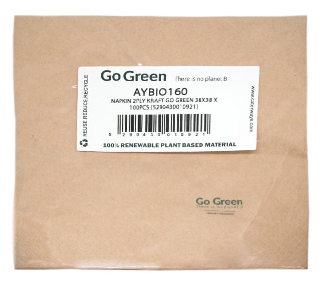 GO GREEN 2-ply napkins KRAFT 38cm x 38cm x 100pcs