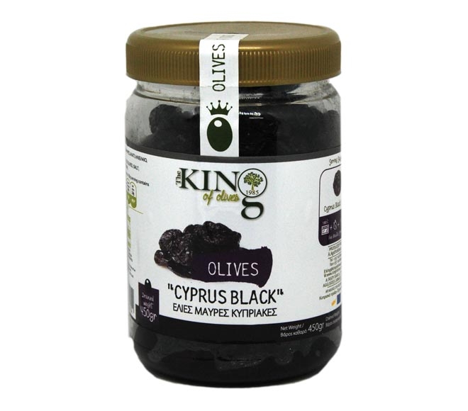 KING OF OLIVES Cyprus black olives 450g
