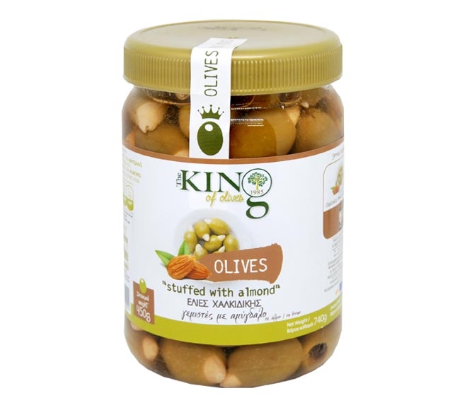 KING OF OLIVES Halkidikis green olives 450g – stuffed with almond