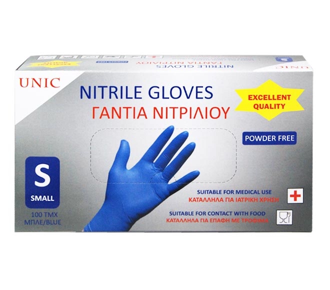 UNIC disposable nitrile powder-free gloves (S) 100pcs – blue