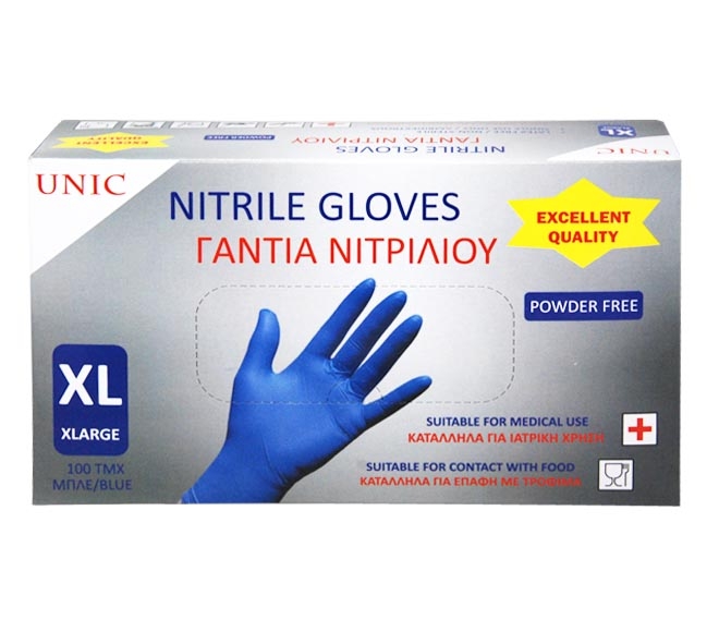 UNIC disposable nitrile powder-free gloves (XL) 100pcs – Blue