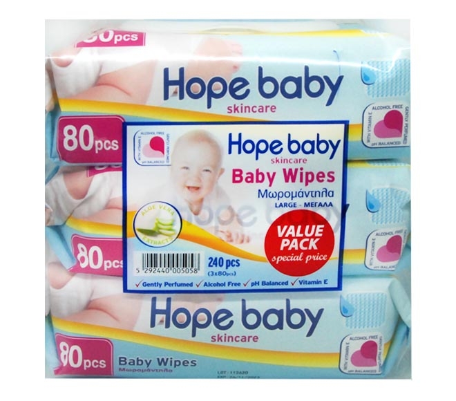 HOPE baby wipes aloe vera 3x80pcs VALUE PACK – blue