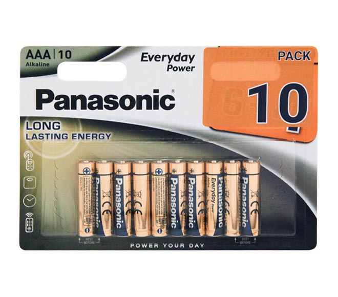 PANASONIC Type AAA Alkaline Batteries, pack of 10