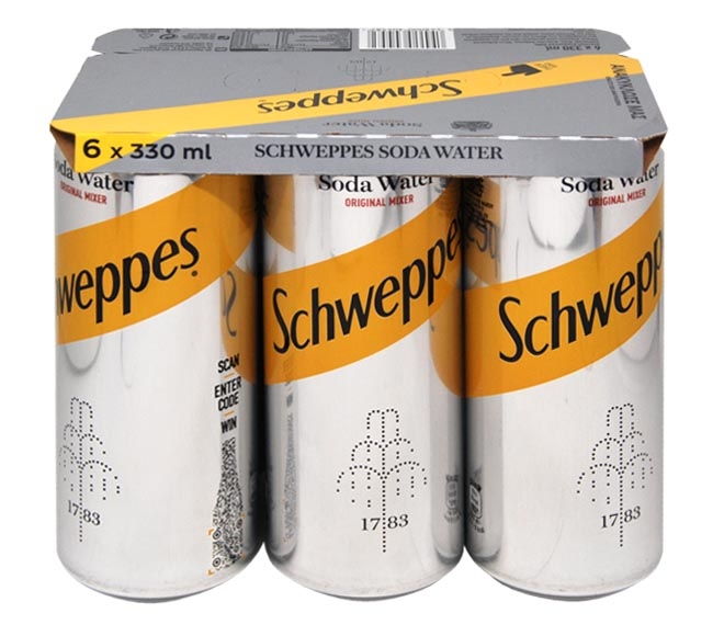 can SCHWEPPES soda water 6x330ml