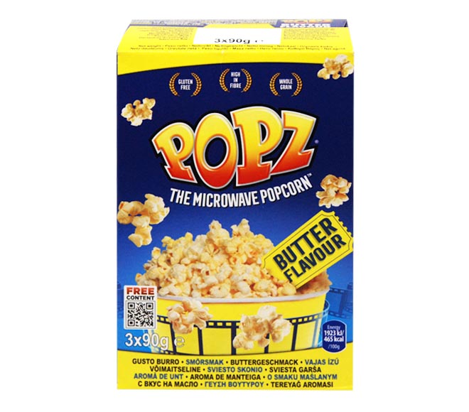 POPZ microwave popcorn butter flavored 90g x 3pcs