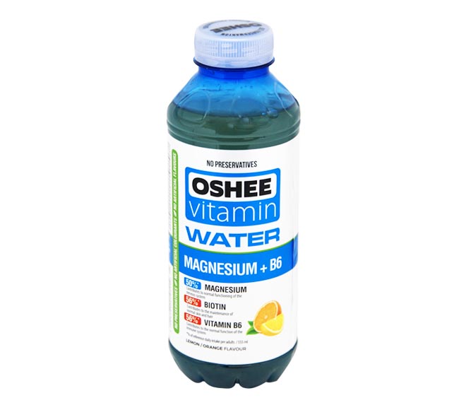 OSHEE Vitamin Water lemon & orange flavour 555ml – Magnesium + B6