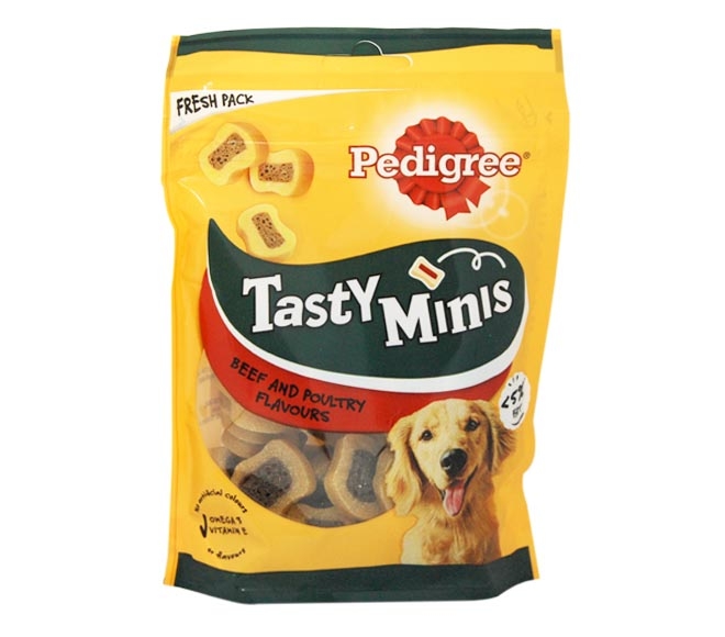 dog PEDIGREE tasty minis chewy slices with beef and poultry 155g