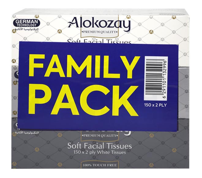 ALOKOZAY soft facial tissues 150 sheets 3pcs x 2ply (Family Pack)