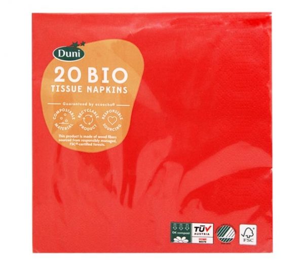 DUNI napkins RED 3ply 20pcs 33cm x 33cm