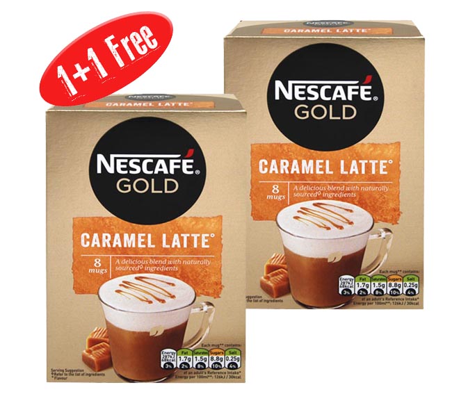sachets NESCAFE gold caramel latte 8x17g 136g (1+1 FREE)
