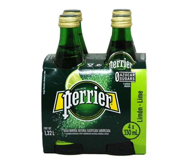 PERRIER sparkling water 4 x 330ml – Lime