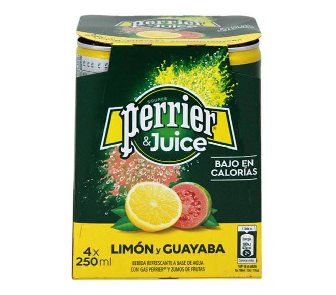 PERRIER sparkling water with lemon & guava juice 4 x 250ml