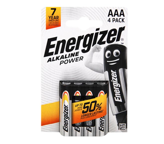 ENERGIZER Type AAA Alkaline Batteries, pack of 4