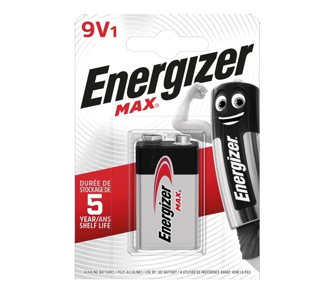 ENERGIZER Max Type 9V Alkaline Batteries, pack of 1