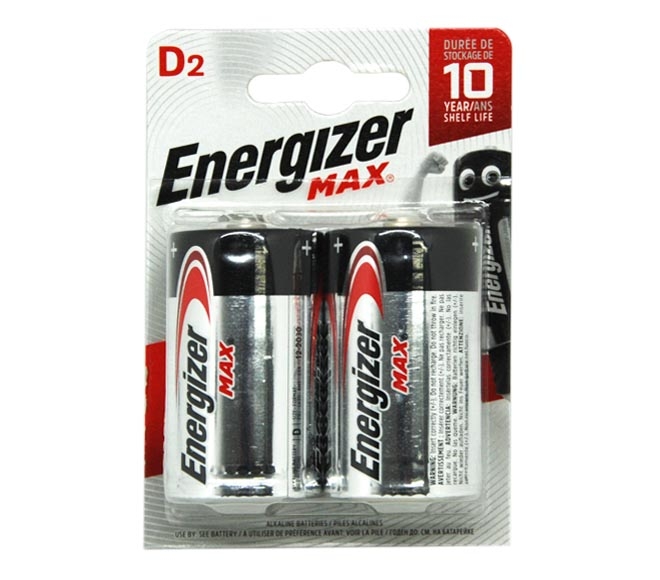 ENERGIZER Max Type D Alkaline Power Batteries, pack of 2